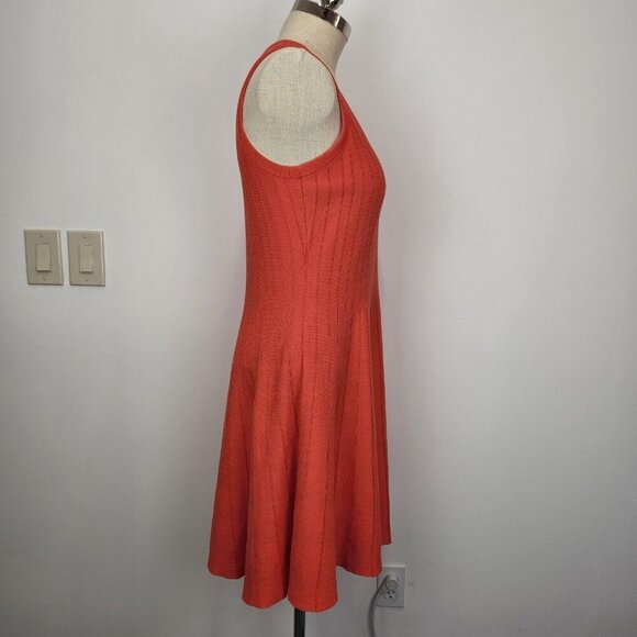 Nic+Zoe NWT Twirl Dress L Hot Coral Fit & Flare Sleeveless Stretch Knit Colorful - Picture 4 of 9